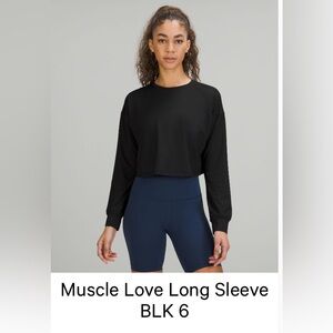 lululemon muscle love long sleeve black size 6 crop shirt